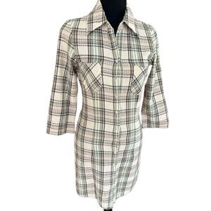 JFW by Just for Wraps plaid button front tab sleeved dress